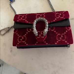 Elegant Red Velvet Women's Gucci bag